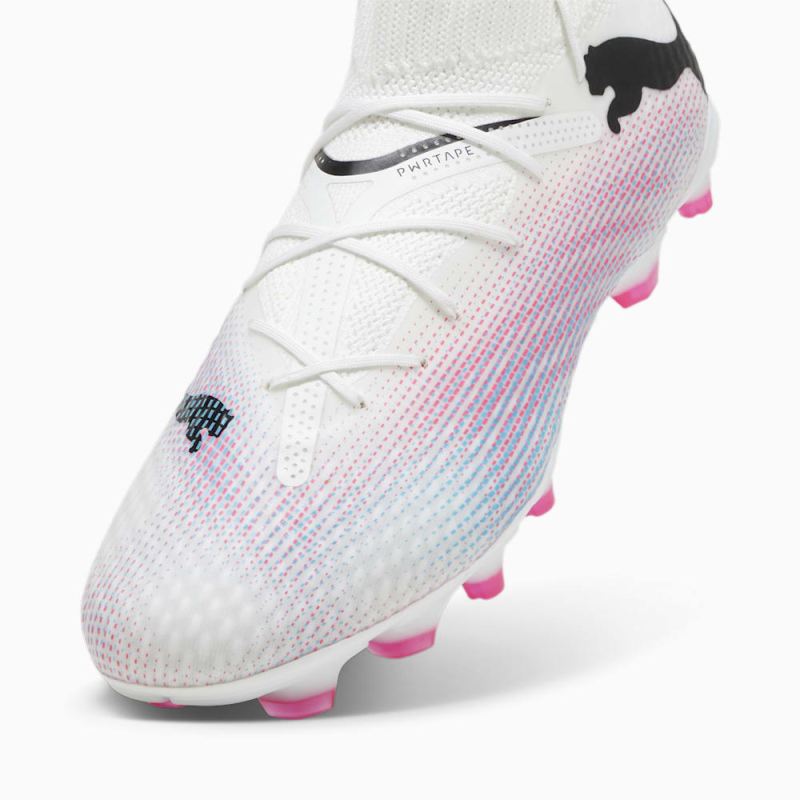 Puma | Men's FUTURE 7 PRO FG/AG Soccer Cleats - White-Black-Poison Pink