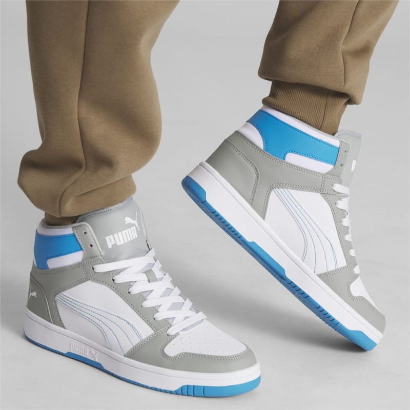 Puma | Men's Rebound LayUp Sneakers - High Rise-White-Ocean Dive