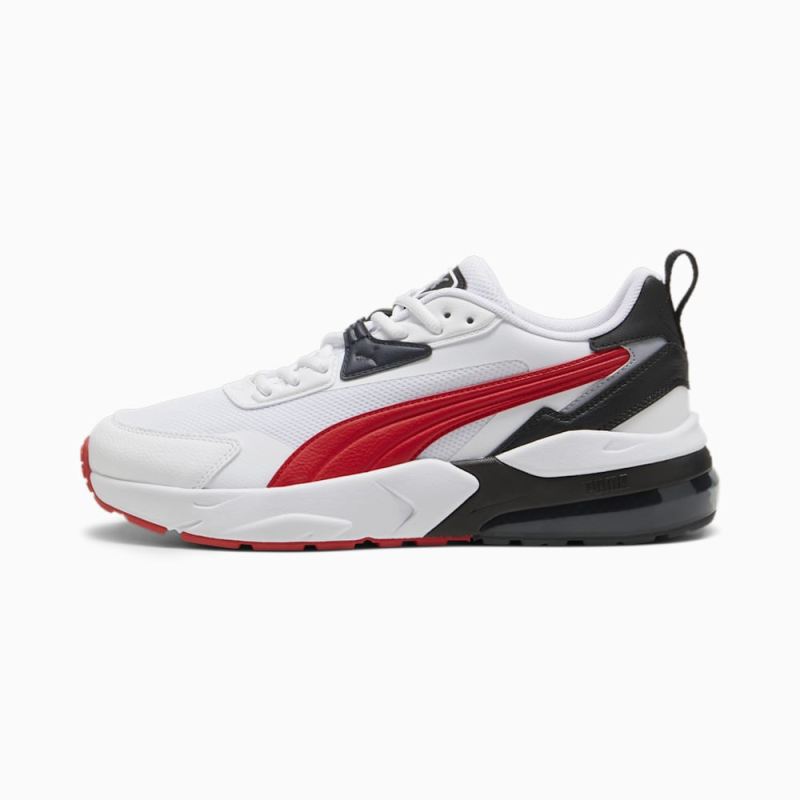 Puma | Men's Vis2K Wide Sneakers - White-For All Time Red-Black