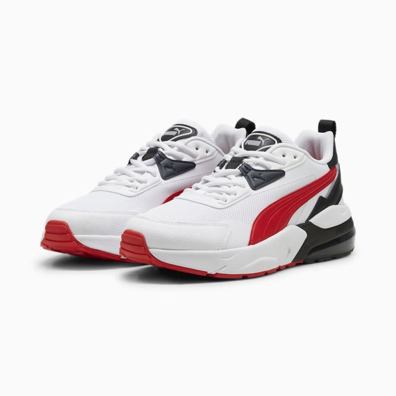 Puma | Men's Vis2K Wide Sneakers - White-For All Time Red-Black