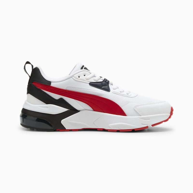 Puma | Men's Vis2K Wide Sneakers - White-For All Time Red-Black