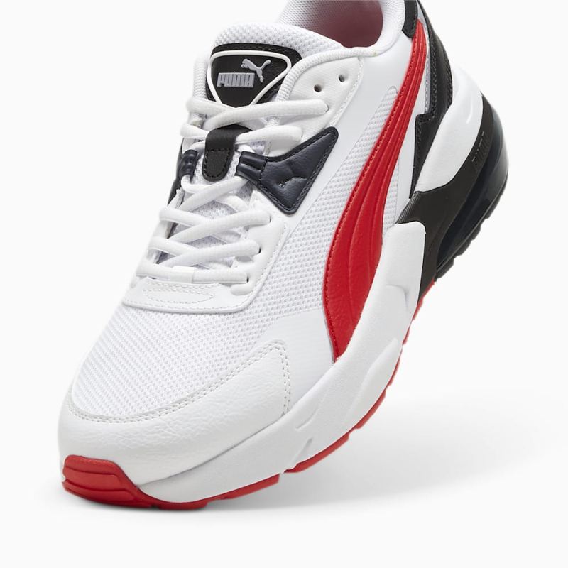 Puma | Men's Vis2K Wide Sneakers - White-For All Time Red-Black