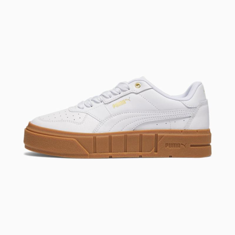 Puma | Women's Cali Court Leather Sneakers - White-White-Gold