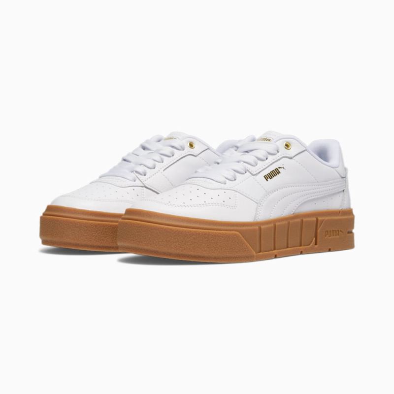 Puma | Women's Cali Court Leather Sneakers - White-White-Gold