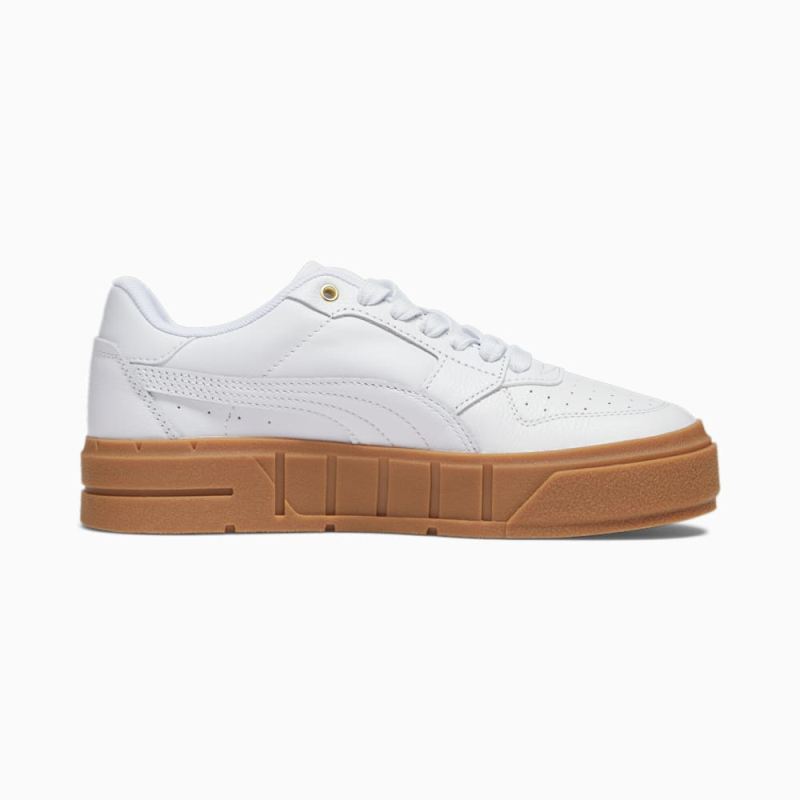 Puma | Women's Cali Court Leather Sneakers - White-White-Gold