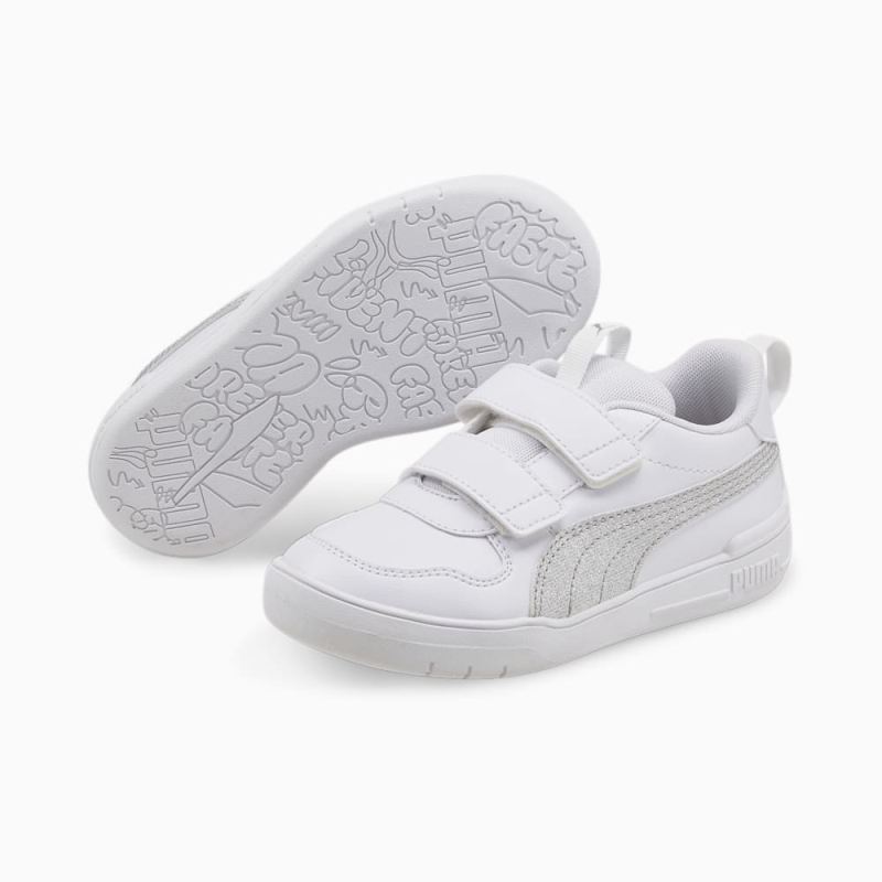 Puma | Girls Multiflex Glitz Formstrip Little Kids Sneakers - White-Silver