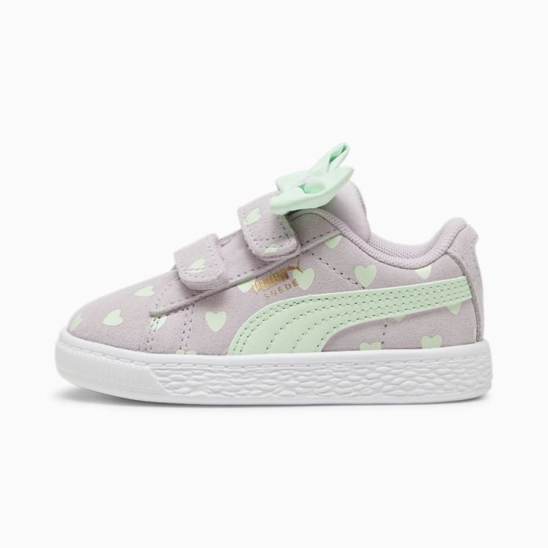 Puma | Girls Suede Classic Re-Bow V Toddlers Shoes - Grape Mist-Fresh Mint - Click Image to Close