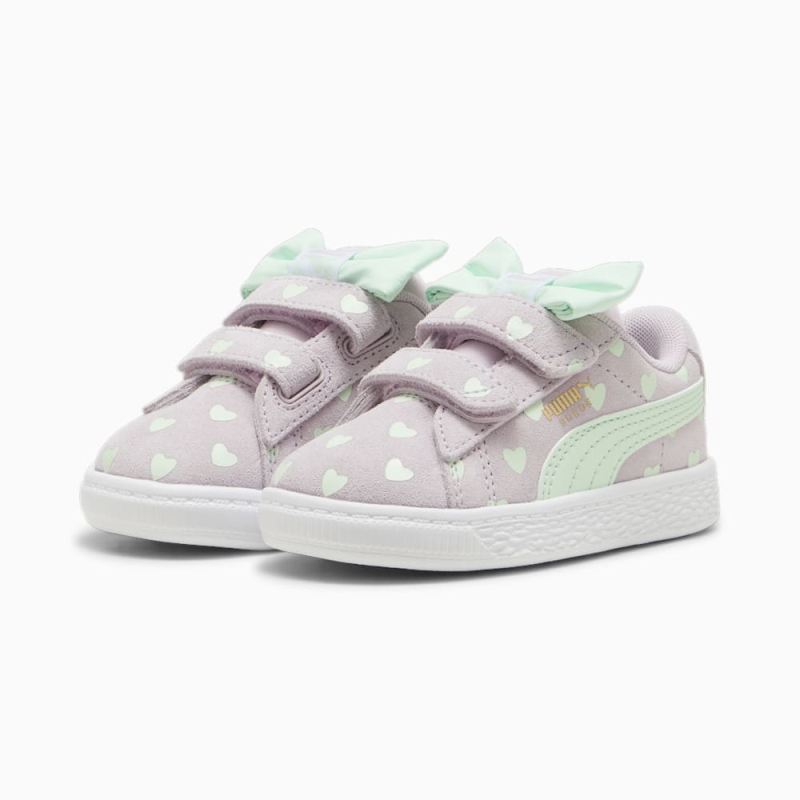 Puma | Girls Suede Classic Re-Bow V Toddlers Shoes - Grape Mist-Fresh Mint