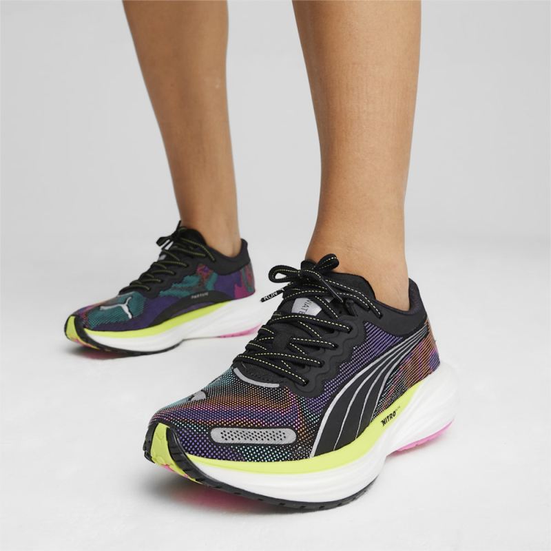 Puma | Women's Deviate NITRO 2 Running Shoes - Black-Lime Pow-Poison Pink