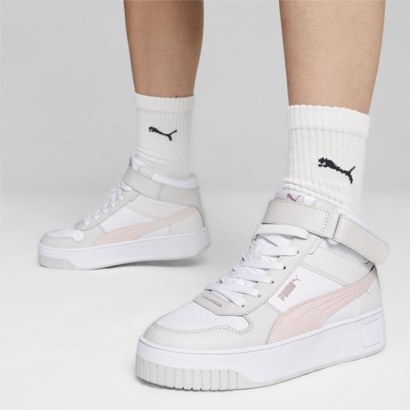 Puma | Women's Carina Street Mid Sneakers - White-Frosty Pink-Feather Gray