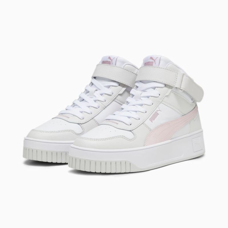 Puma | Women's Carina Street Mid Sneakers - White-Frosty Pink-Feather Gray