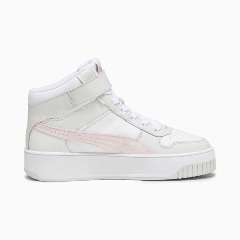 Puma | Women's Carina Street Mid Sneakers - White-Frosty Pink-Feather Gray