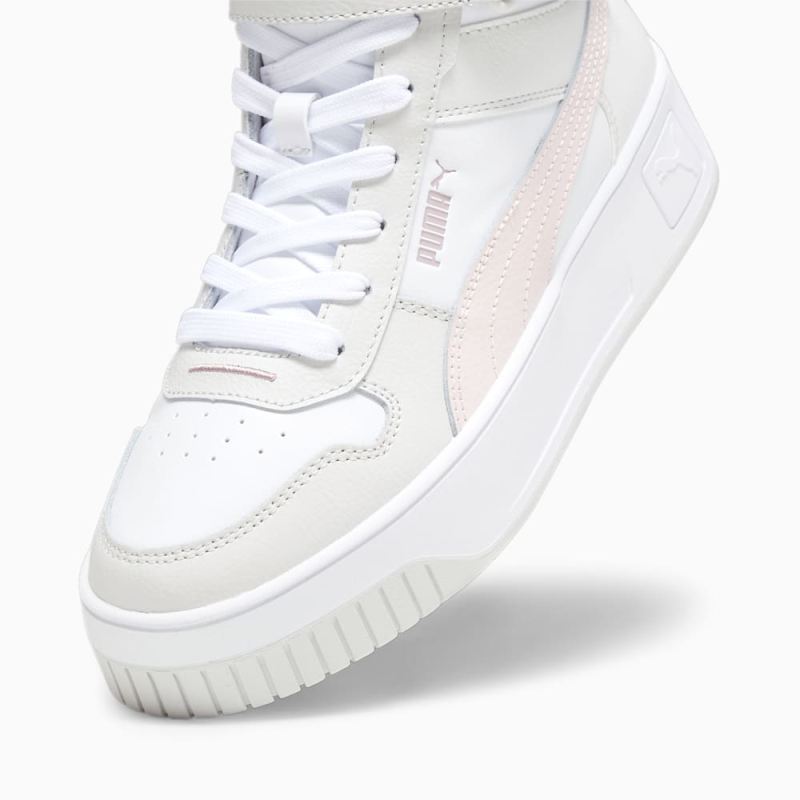 Puma | Women's Carina Street Mid Sneakers - White-Frosty Pink-Feather Gray