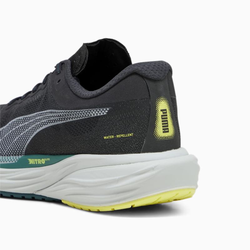 Puma | Men's Deviate NITRO 2 WTRepel Running Shoes - Black-Yellow Burst-Malachite