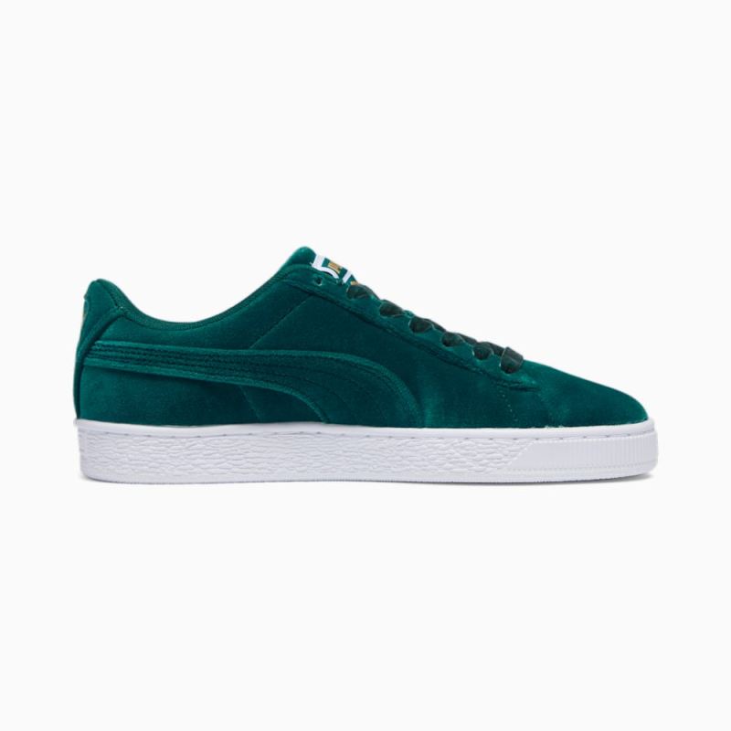 Puma | Women's Basket Classic Velvet Sneakers - Malachite-Team Gold-White