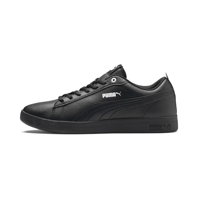 Puma | Women's Smash v2 Leather Sneakers - Black-Black