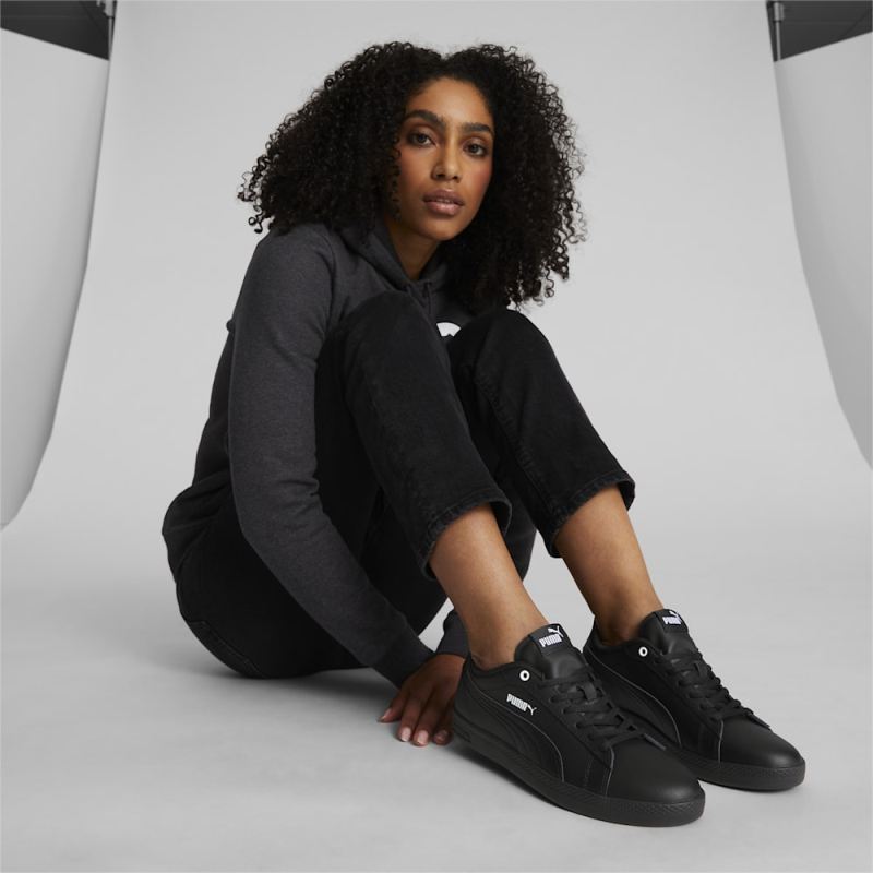 Puma | Women's Smash v2 Leather Sneakers - Black-Black