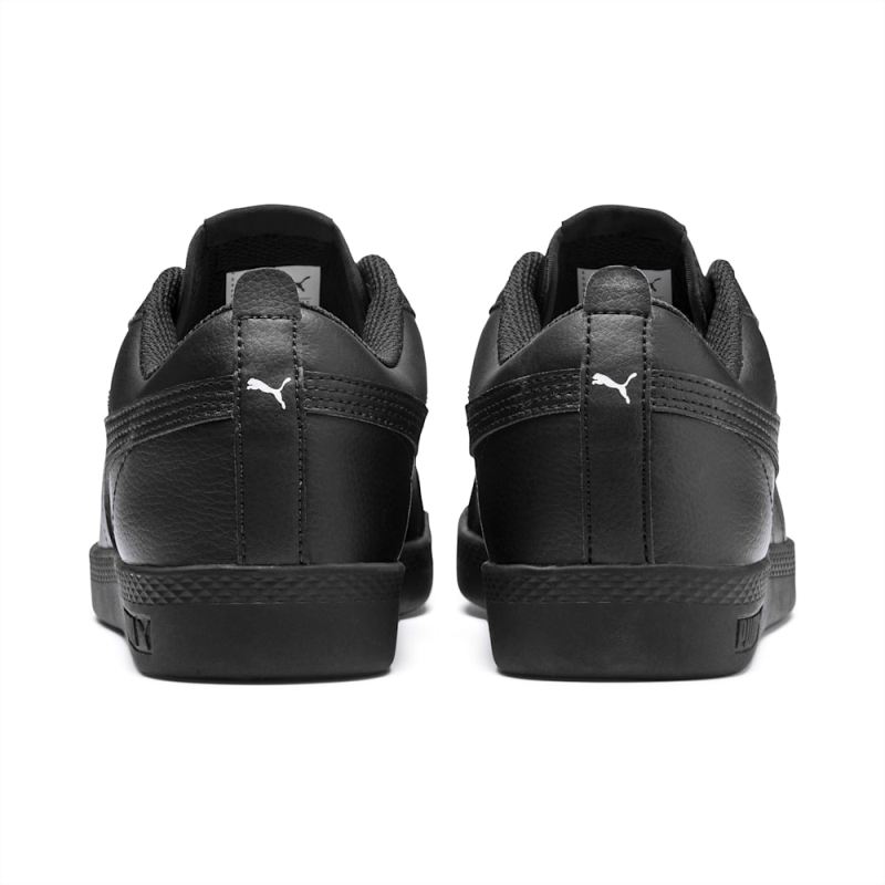 Puma | Women's Smash v2 Leather Sneakers - Black-Black