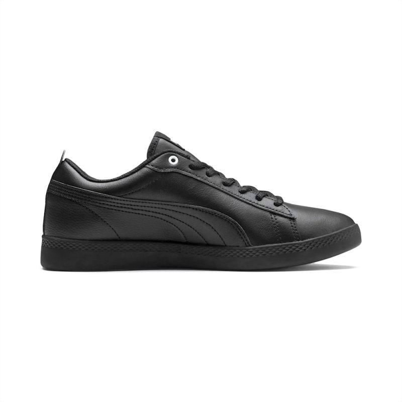 Puma | Women's Smash v2 Leather Sneakers - Black-Black