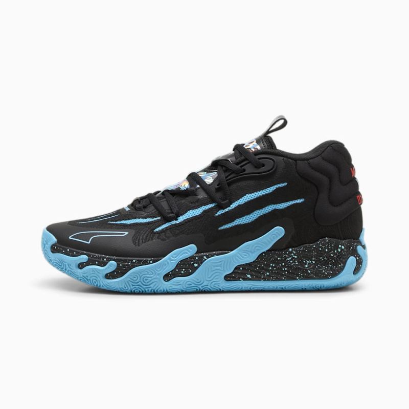 Puma | Men's x LAMELO BALL MB.03 Blue Hive Basketball Shoes - Black-Bright Aqua - Click Image to Close