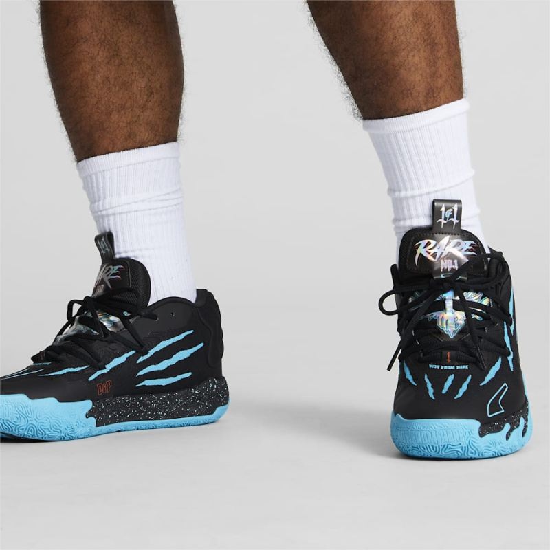 Puma | Men's x LAMELO BALL MB.03 Blue Hive Basketball Shoes - Black-Bright Aqua