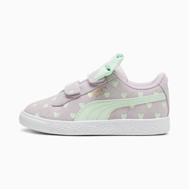 Puma | Girls Suede Classic Re-Bow Little Kids Shoes - Grape Mist-Fresh Mint - Click Image to Close