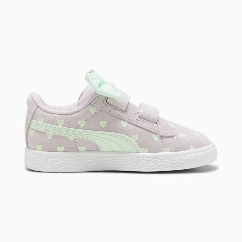 Puma | Girls Suede Classic Re-Bow Little Kids Shoes - Grape Mist-Fresh Mint