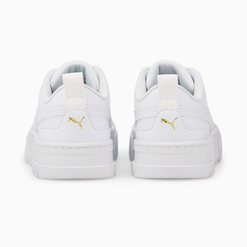 Puma | Girls Mayze Leather Little Kids Shoes - White-Team Gold