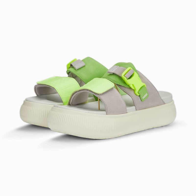 Puma | Women's Suede Mayu Sandals - Fast Yellow-Marble-Warm White