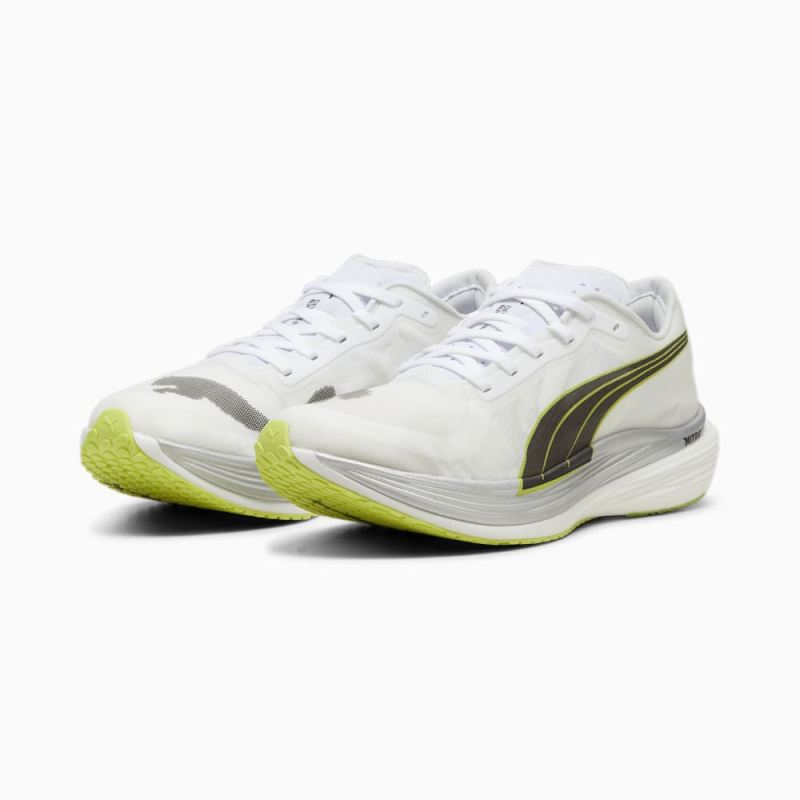 Puma | Men's Deviate NITRO Elite 2 Fireglow Running Shoes - White-Lime Pow-Silver Mist - Click Image to Close