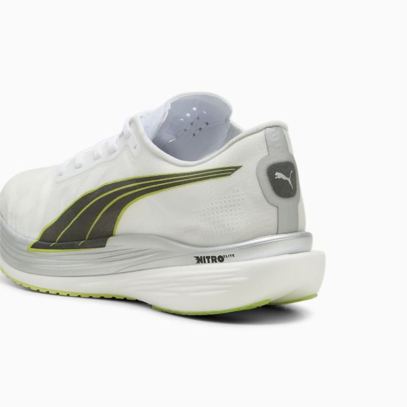 Puma | Men's Deviate NITRO Elite 2 Fireglow Running Shoes - White-Lime Pow-Silver Mist