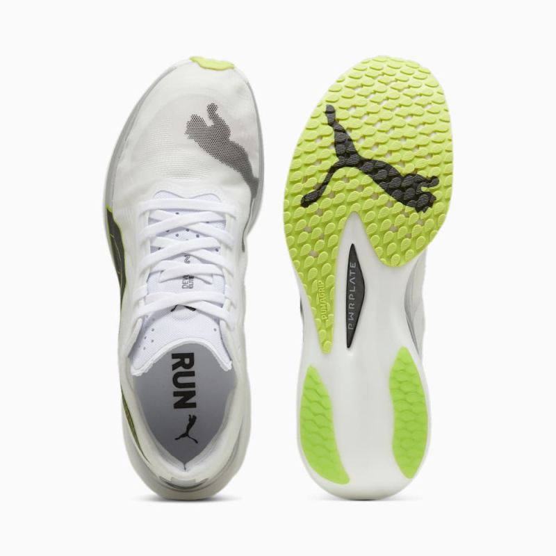 Puma | Men's Deviate NITRO Elite 2 Fireglow Running Shoes - White-Lime Pow-Silver Mist