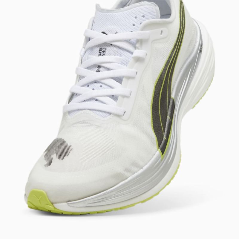 Puma | Men's Deviate NITRO Elite 2 Fireglow Running Shoes - White-Lime Pow-Silver Mist