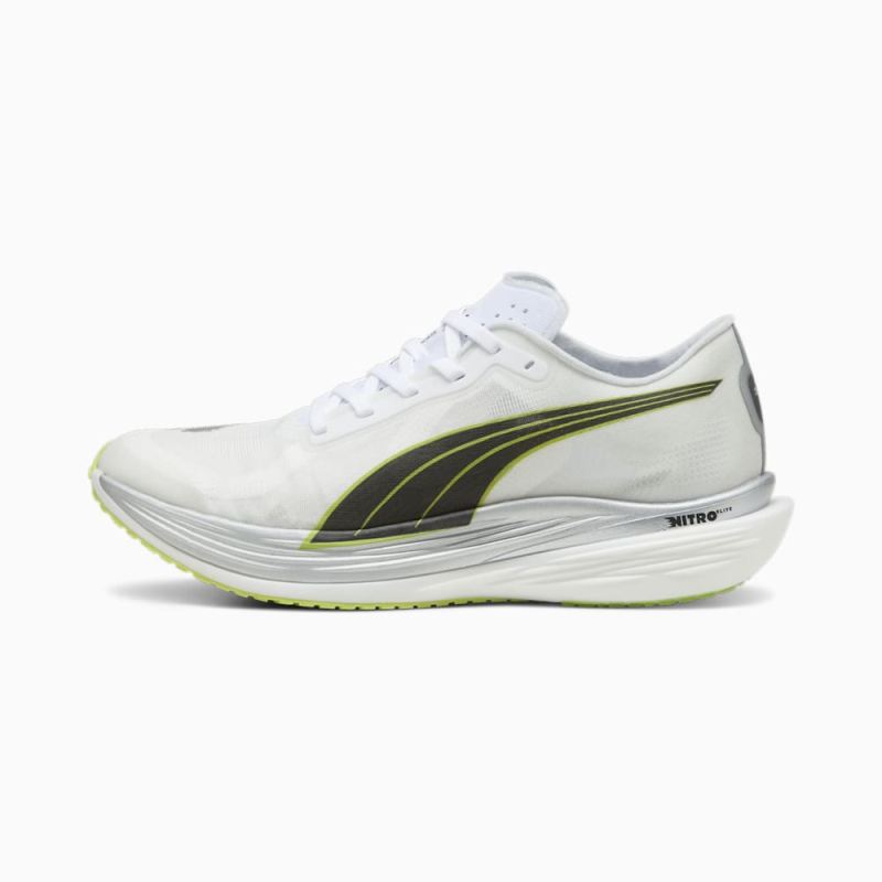 Puma | Men's Deviate NITRO Elite 2 Fireglow Running Shoes - White-Lime Pow-Silver Mist