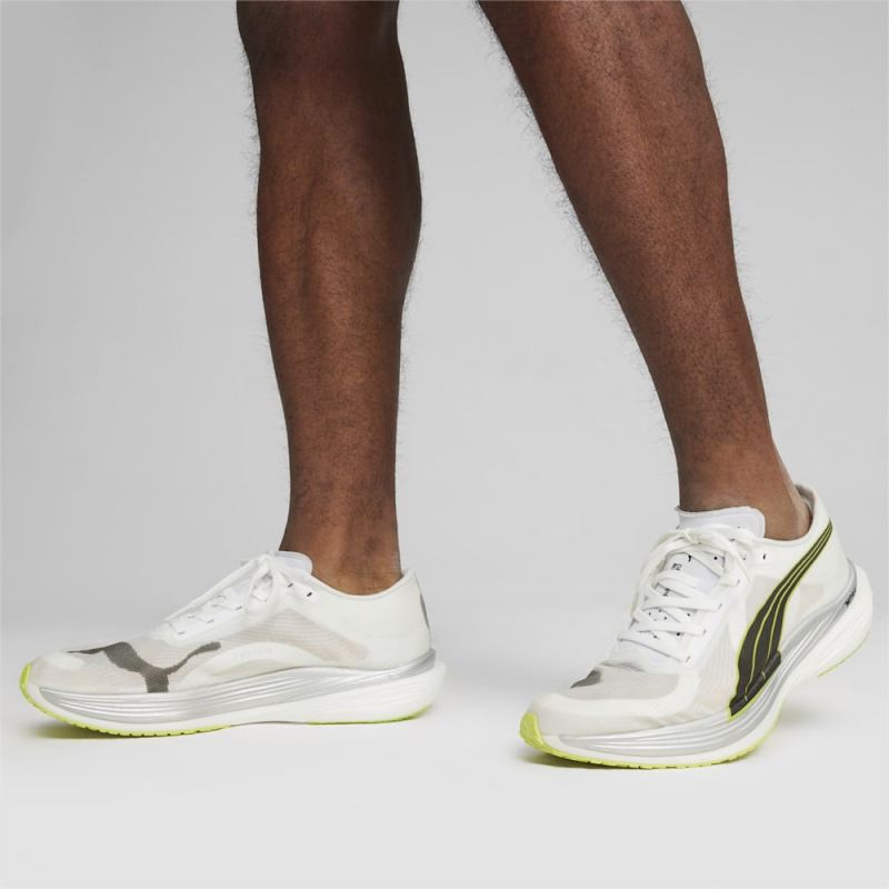 Puma | Men's Deviate NITRO Elite 2 Fireglow Running Shoes - White-Lime Pow-Silver Mist