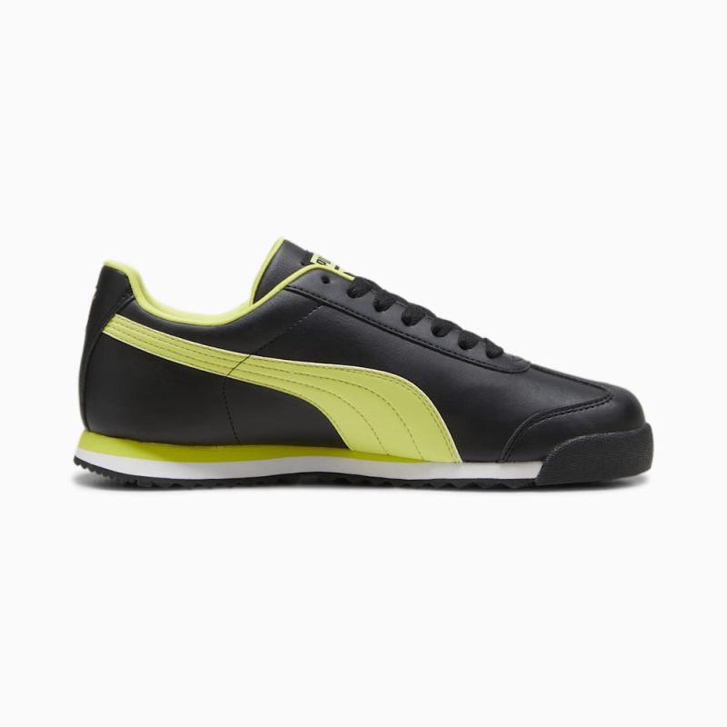 Puma | Men's Roma Basic+ Sneakers - Black-Lime Sheen