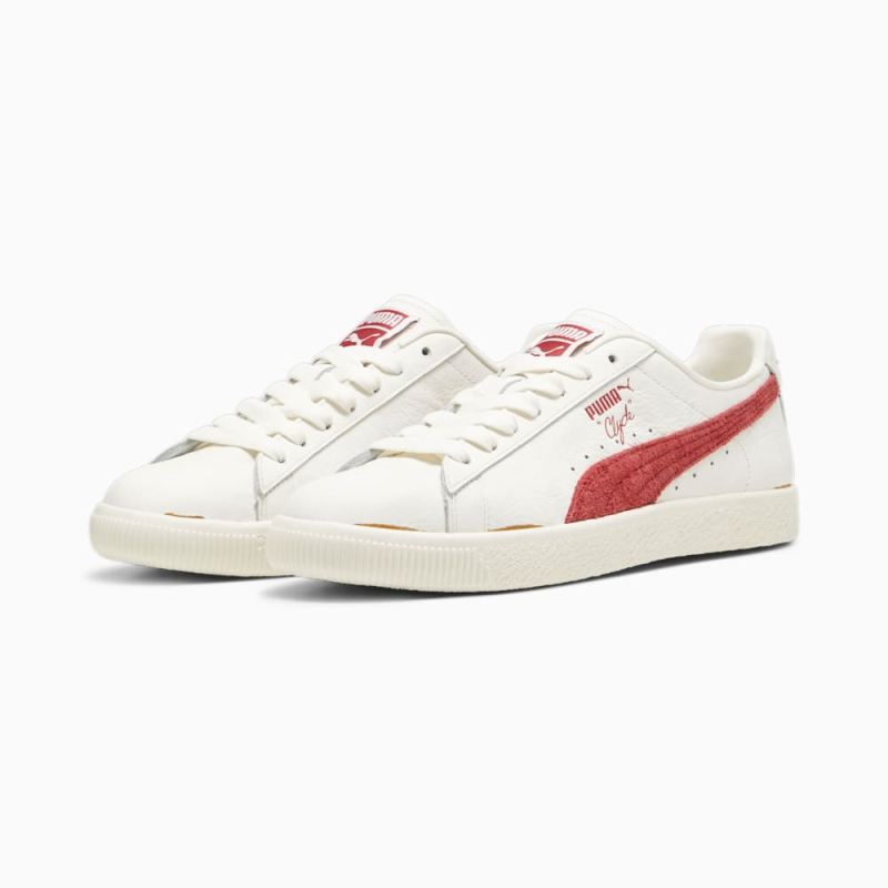 Puma | Men's Clyde NeverWorn III Sneakers - Warm White-Club Red