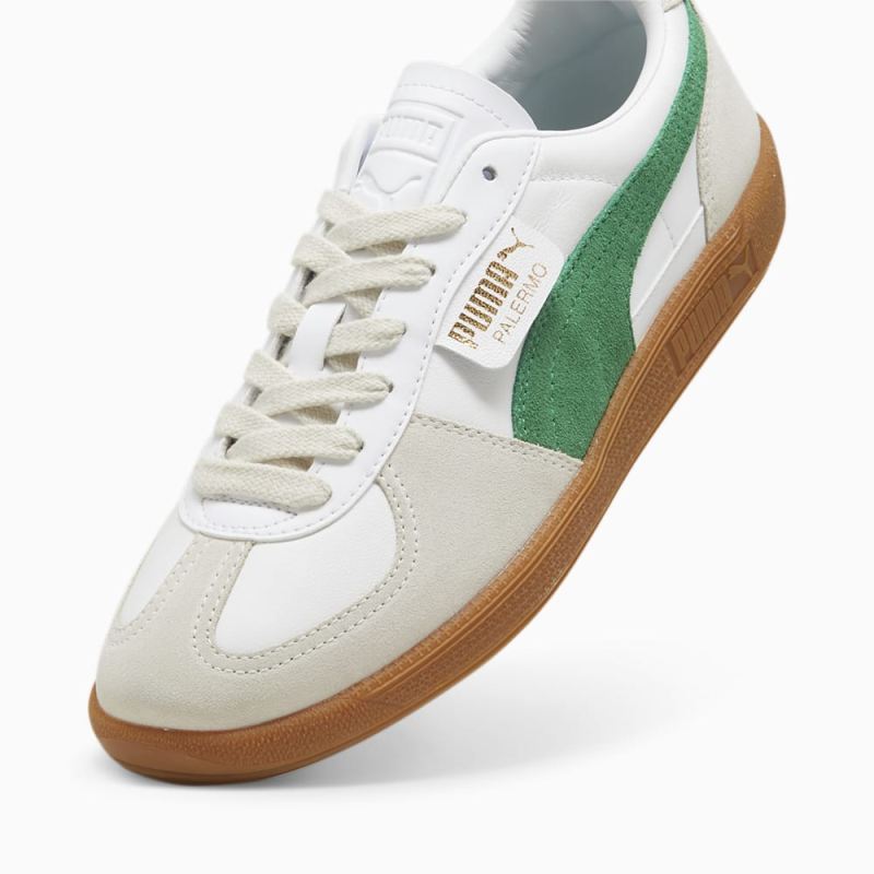 Puma | Men's Palermo Leather Sneakers - White-Vapor Gray-Archive Green