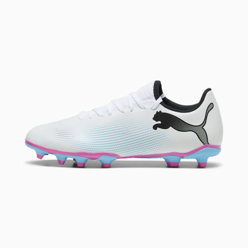 Puma | Men's FUTURE 7 PLAY FG/AG Soccer Cleats - White-Black-Poison Pink