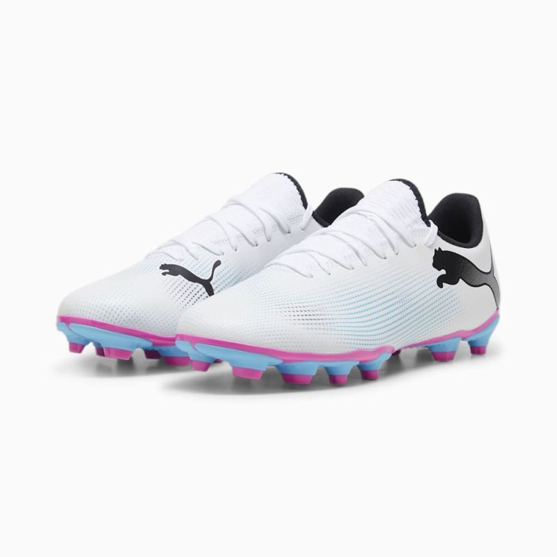 Puma | Men's FUTURE 7 PLAY FG/AG Soccer Cleats - White-Black-Poison Pink