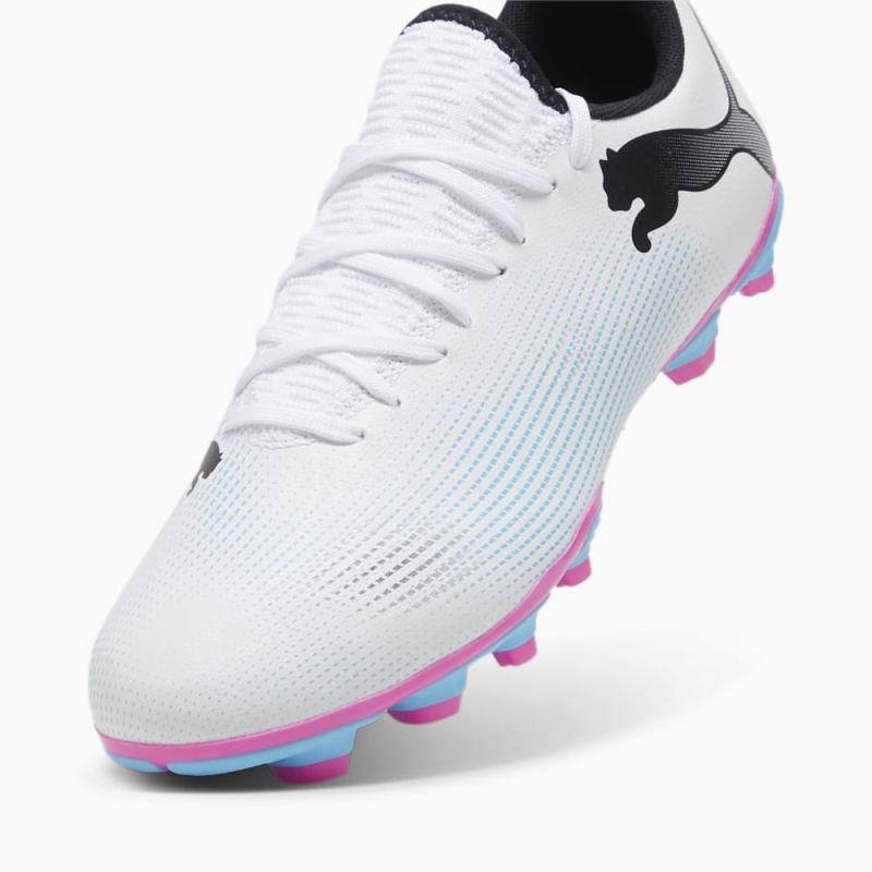 Puma | Men's FUTURE 7 PLAY FG/AG Soccer Cleats - White-Black-Poison Pink