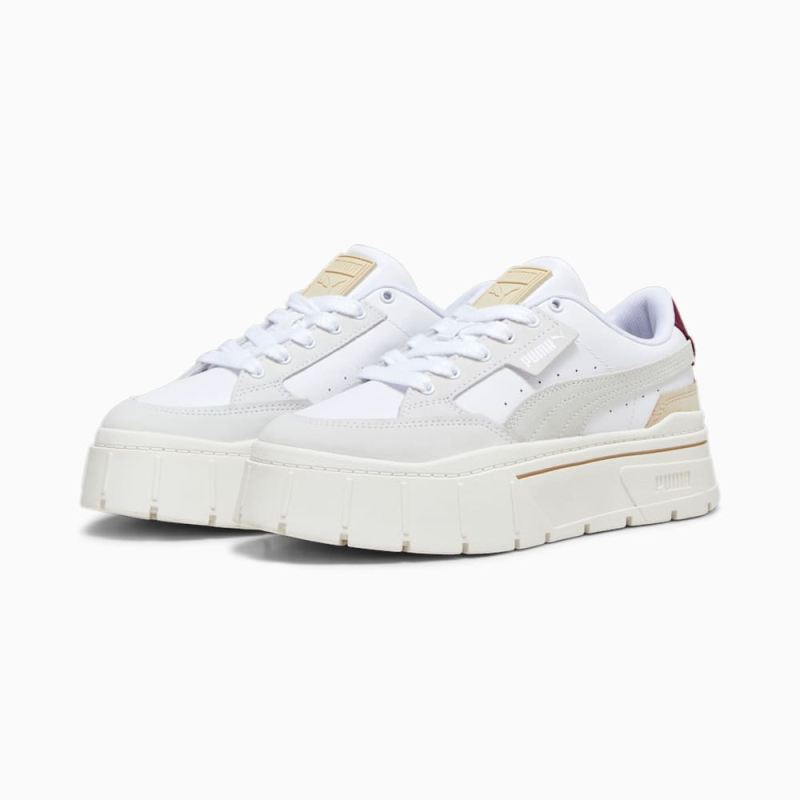 Puma | Women's Mayze Stack Luxe Sneakers - White-Warm White-Dark Jasper