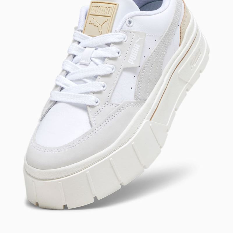 Puma | Women's Mayze Stack Luxe Sneakers - White-Warm White-Dark Jasper