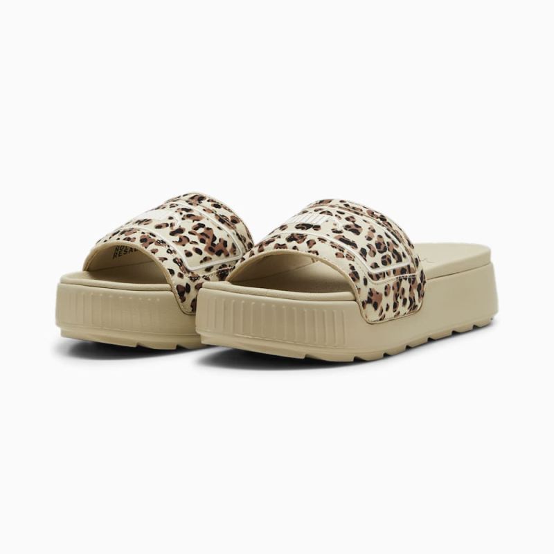 Puma | Women's Karmen Drama Slides - Putty-Brown Mushroom-Black