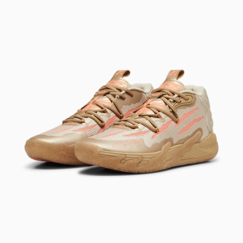 Puma | Men's x LAMELO BALL MB.03 Chinese New Year Basketball Shoes - Gold-Fluro Peach Pes