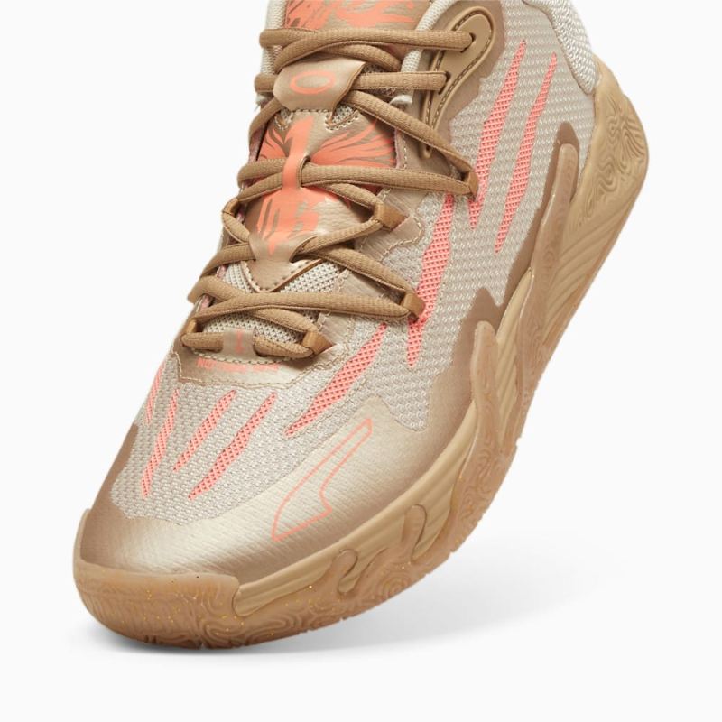 Puma | Men's x LAMELO BALL MB.03 Chinese New Year Basketball Shoes - Gold-Fluro Peach Pes