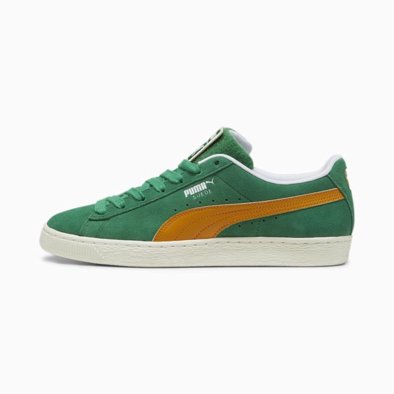 Puma | Men's For the Fanbase Suede Patch Sneakers - Archive Green-Frosted Ivory - Click Image to Close